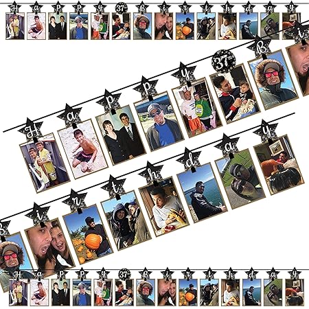 3,65m Partykette für 14 Fotos * Happy Birthday * als Deko zum Geburtstag | mit 28 Selbstklebende Zahlen für Jede Geburtstagsz