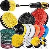 CasaCulina 25 Pack Drill Brush Attachment Set, Scrub Pads & Sponge, All Purpose Power Clean Scrubber Brushes with Extend Long
