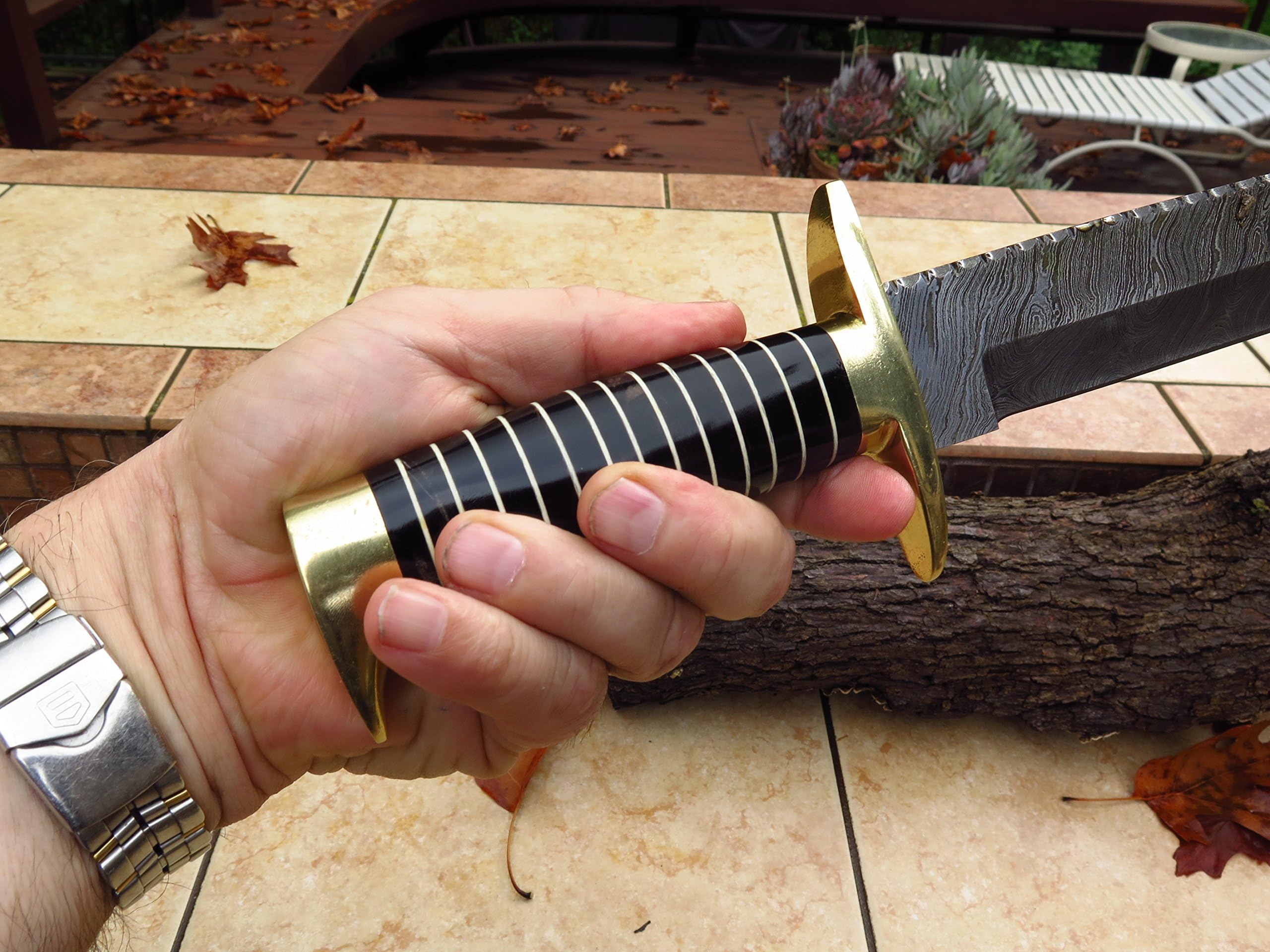 DKC-6002 SANTINI BOWIE Damascus Steel Hunting Knife DKC Knives 1.4 lbs 15"Long 10'' Blade Nomano Series