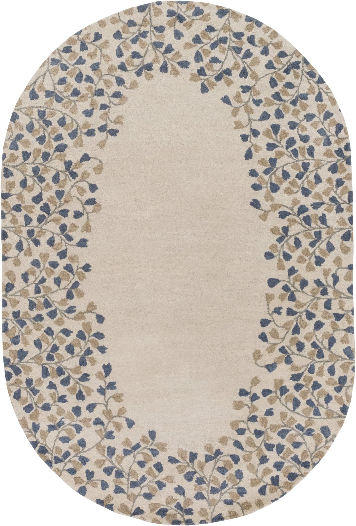 Surya Athena ATH-5117 Hand Tufted Wool Oval Solids and Borders Area Rug, 6-Feet by 9-Feet