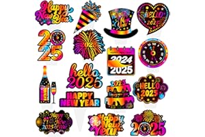 C L COOPER LIFE 48pcs Happy New Year Cupcake Toppers New Years Party Cupcake Toppers Picks for New Year's Eve Party 2025 New Year's Party Decoration Supplies