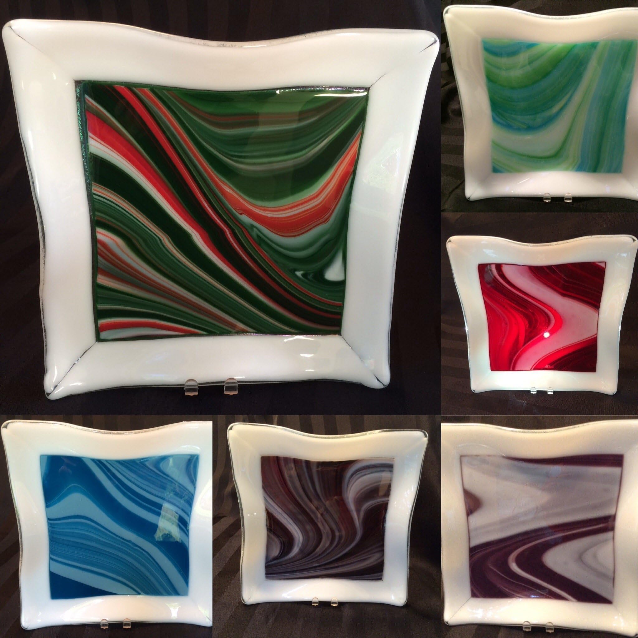 Swirl Waves Fused Art Glass Serving Plate