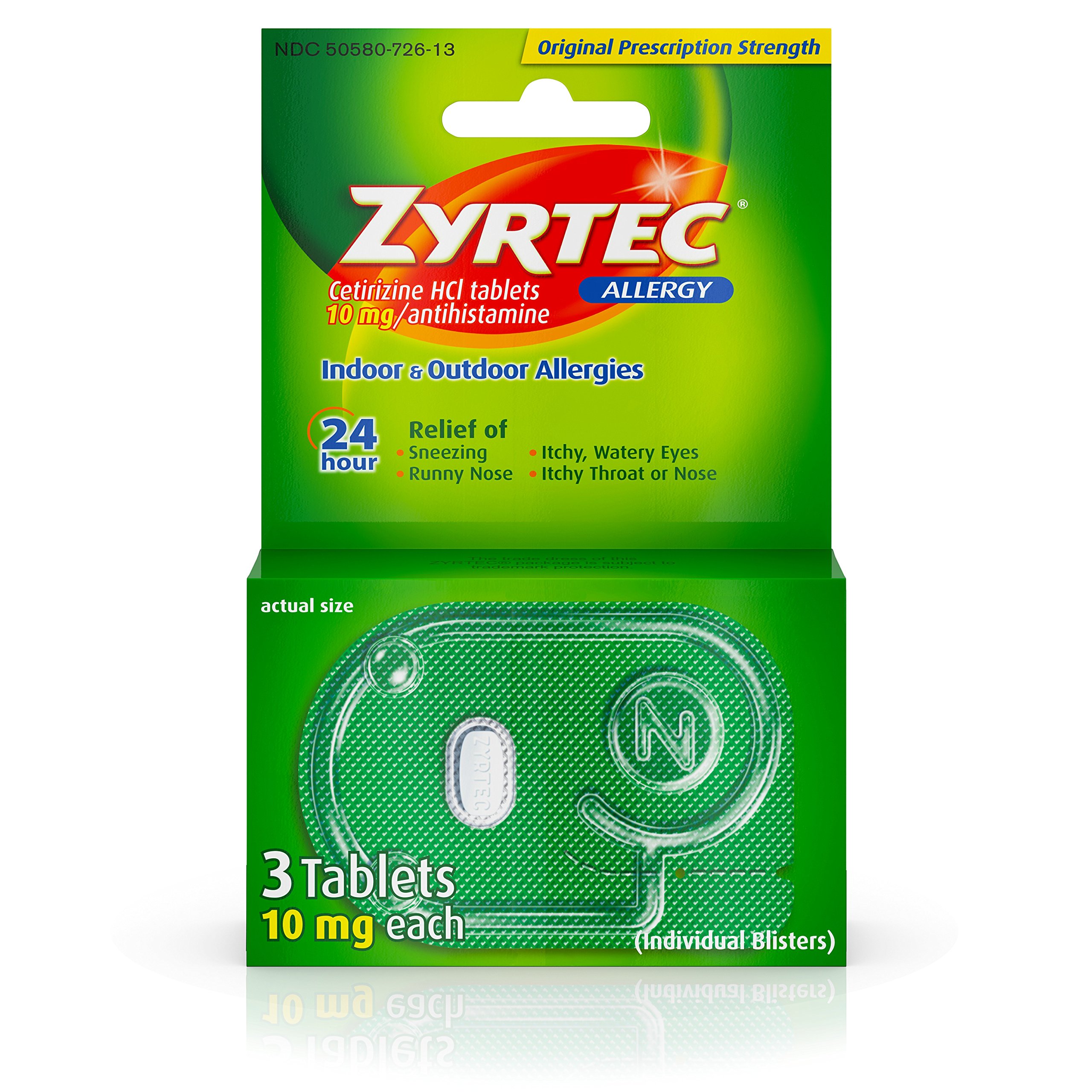 Zyrtec PrescriptionStrength Allergy Medicine Tablets With Cetirizine