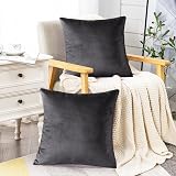 Yorkshire Bedding 2 Pack Velvet Cushion Covers 18x18 Inches Dark Grey view 2