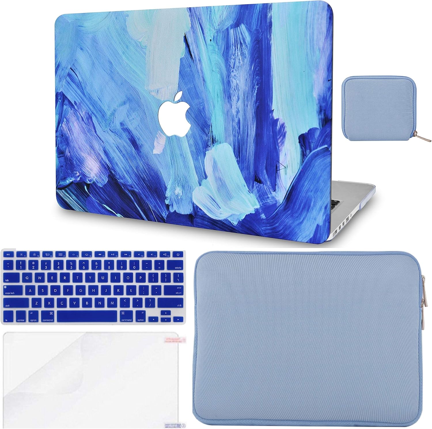 LuvCase 5in1 Laptop Case for MacBook Air 13 Inch (Touch ID)(2020) A2179 Retina Display Hard Shell Cover, Slim Sleeve, Pouch, Keyboard Cover & Screen Protector (Oil Paint 5)
