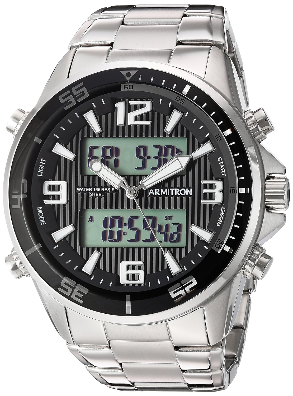 Armitron Men's 20/5182BKSV AnalogDigital SilverTone Bracelet Watch eBay