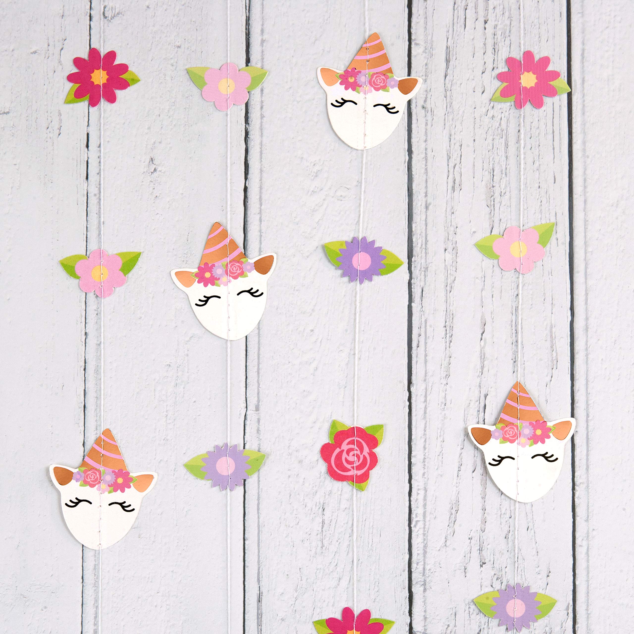 Hatton Gate Unicorn Floral Party String Decorations 6 Strings Per Pack