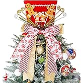 Christmas Tree Topper Hat, Gingerbread Man Xmas Tree Toppers Large Red Hat with Lengthened Ribbon, Christmas Tree Ornaments for Christmas Holiday