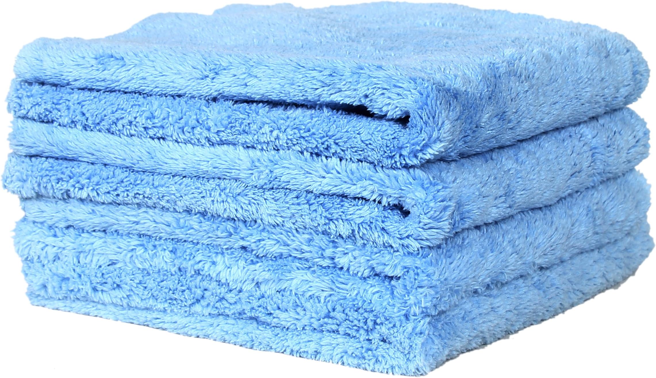 (4-Pack 450gsm) LANTEENSHOW Professional 80/20 Blend Super Plush Microfiber Auto Car Cleaning Towels,450 GSM Edgeless,Pack of 4,(16x16 Inches, Blue)