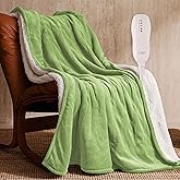 JET'S HOME Heated Blanket 50"x60" - ETL&FCC Certified Flannel Electric Blanket Machine Washable Heating Throw with 5 Heating Levels 3 Hours Auto-Off Overheating Protection Gift for Family(Bud Green)