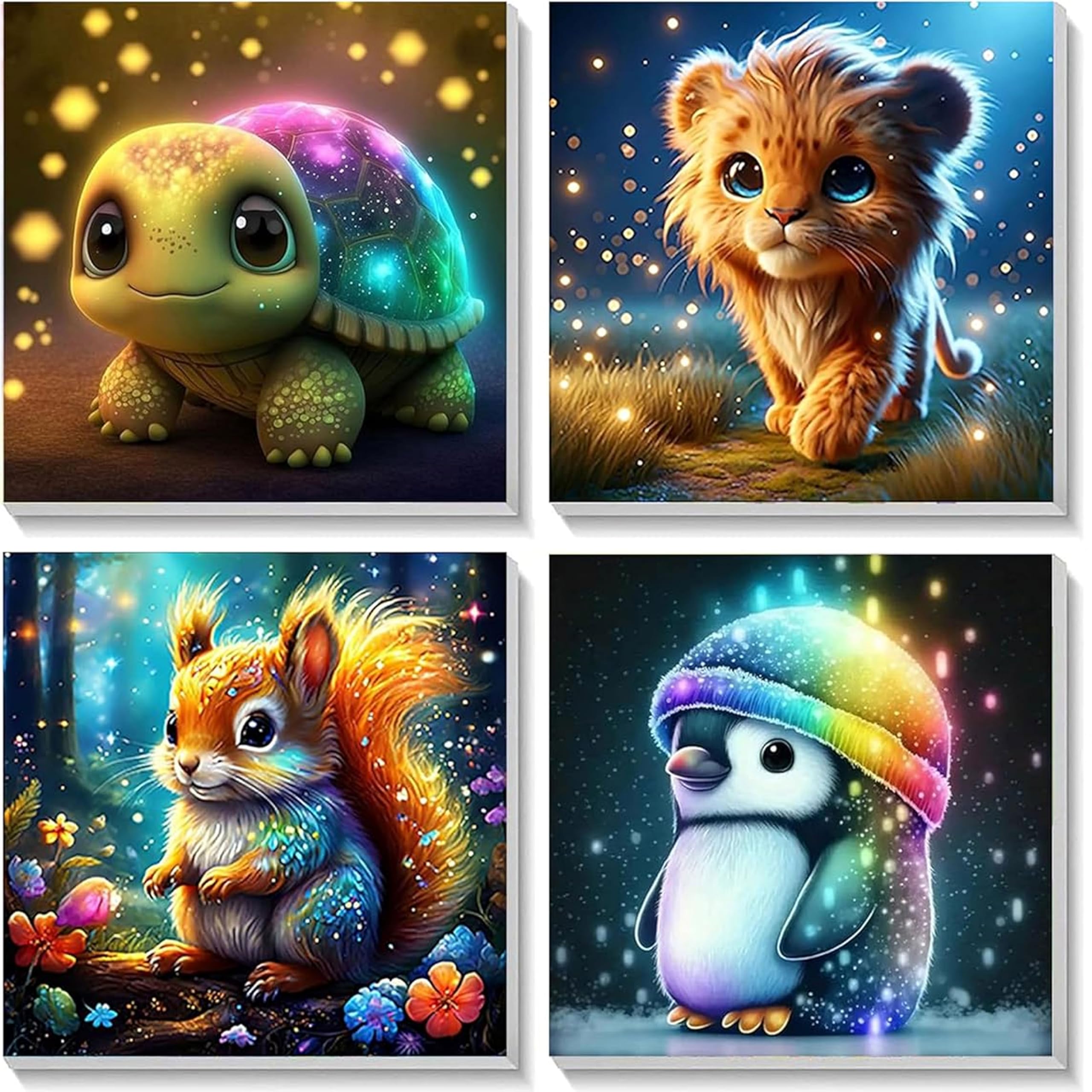 Yunruily 4 Pack Paint by Numbers for Children with Framed - Turtle Painting by Numbers Kits for Kids 6-12,Lion Kids Paint by Numbers for Birthday Christmas Gifts Home Wall Decor 8X8inch — image 1