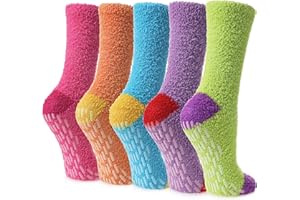 LINEMIN Non-Slip Fuzzy Socks for Women - Cozy Hospital Soft Fluffy Socks With Grips - Winter Warm Slipper