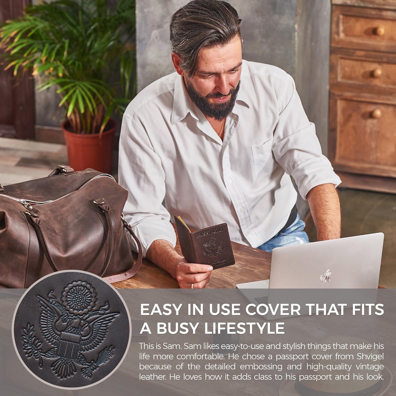 Shvigel Leather Passport Cover - Holder - for Men & Women - Passport Case (Brown Vintage): Office Products
