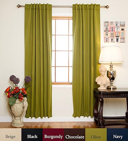 Amazon Com Blackout Curtain Olive Rod Pocket Energy Saving