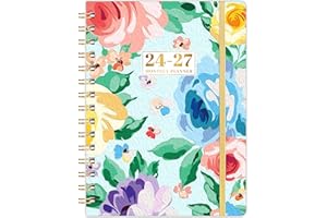 WOWYOGA 2024-2027 Monthly Planner/Calendar - 3 Year Monthly Planner 2024-2027, Jul. 2024 - Jun. 2027, Monthly Calendar 2025-2027, 6.4" x 8.5", Monthly Tabs, Inner Pocket, Elastic Closure, Twin-Wire Binding