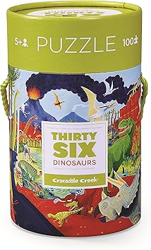 Crocodile Creek Thirty-Six Dino 100Piece Jigsaw Puzzle in Canister Puzzle