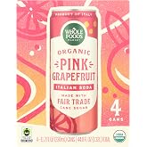Whole Foods Market Organic Pink Grapefruit Italian Soda, 11.2 Fl Oz, 4 Pack