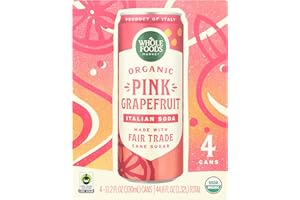 Whole Foods Market 4 Pack Organic Italian Soda, Pink Grapefruit, 11.2 Fluid Ounce