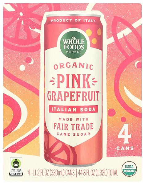 WHOLE FOODS MARKET ORGANIC PINK GRAPEFRUIT ITALIAN SODA,...