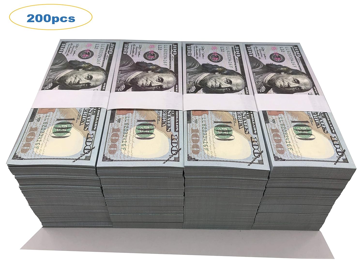 Amazon Com Prop Money Full Print 2 Sided 20000 Motion Picture - prop money full print 2 sided 20000 motion picture money fake money 100 dollar bills realistic money stacks copy money play money that looks real for