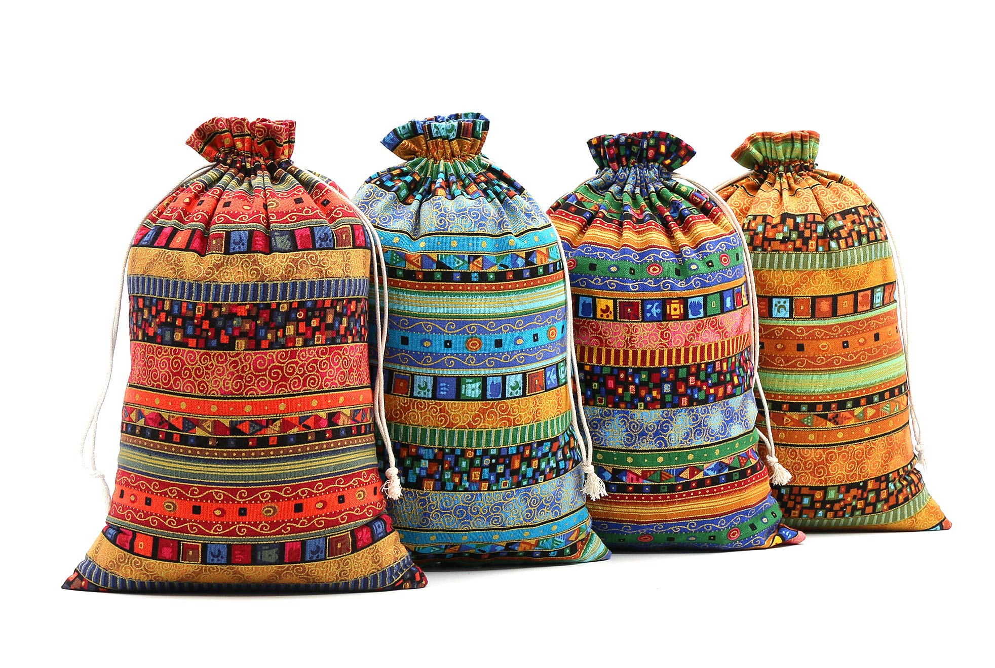 SumDirect 20Pcs Egyptian Ethnic Style Linen Burlap Bag, Lightweight Gift Bags Breathable Jewelry Pouches with Drawstring Packing Storage Jute Sacks for Wedding, Party, Birthday, DIY Craft