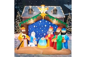 Joiedomi Christmas Inflatables Nativity Scene, Christmas Blow Up Nativity Set with Build-in LEDs for Xmas Party Yard Outdoor Indoor Garden Lawn Décor