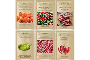 Hot Pepper Seed Variety Pack - Spice Up Your Life with (20) Ghost, (45) Anaheim, (45) Fresno, (45) Habanero, (45) Jalapeno, a