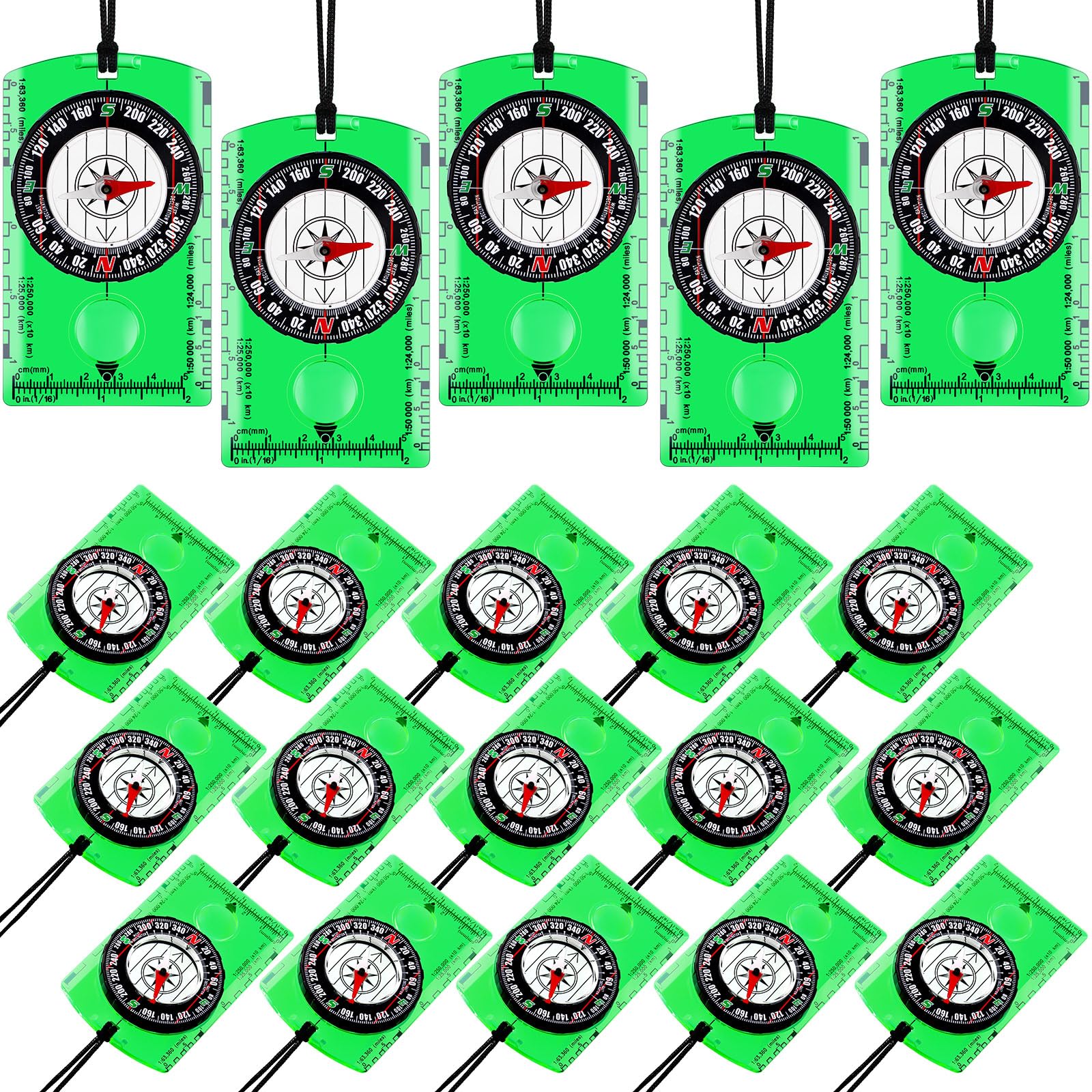 Photo 1 of Geiserailie 20 Pcs Acrylic Orienteering Hiking Compass Navigation Backpacking Professional Compass Children Boy Map Reading for Survival Outdoor Exploring, Green