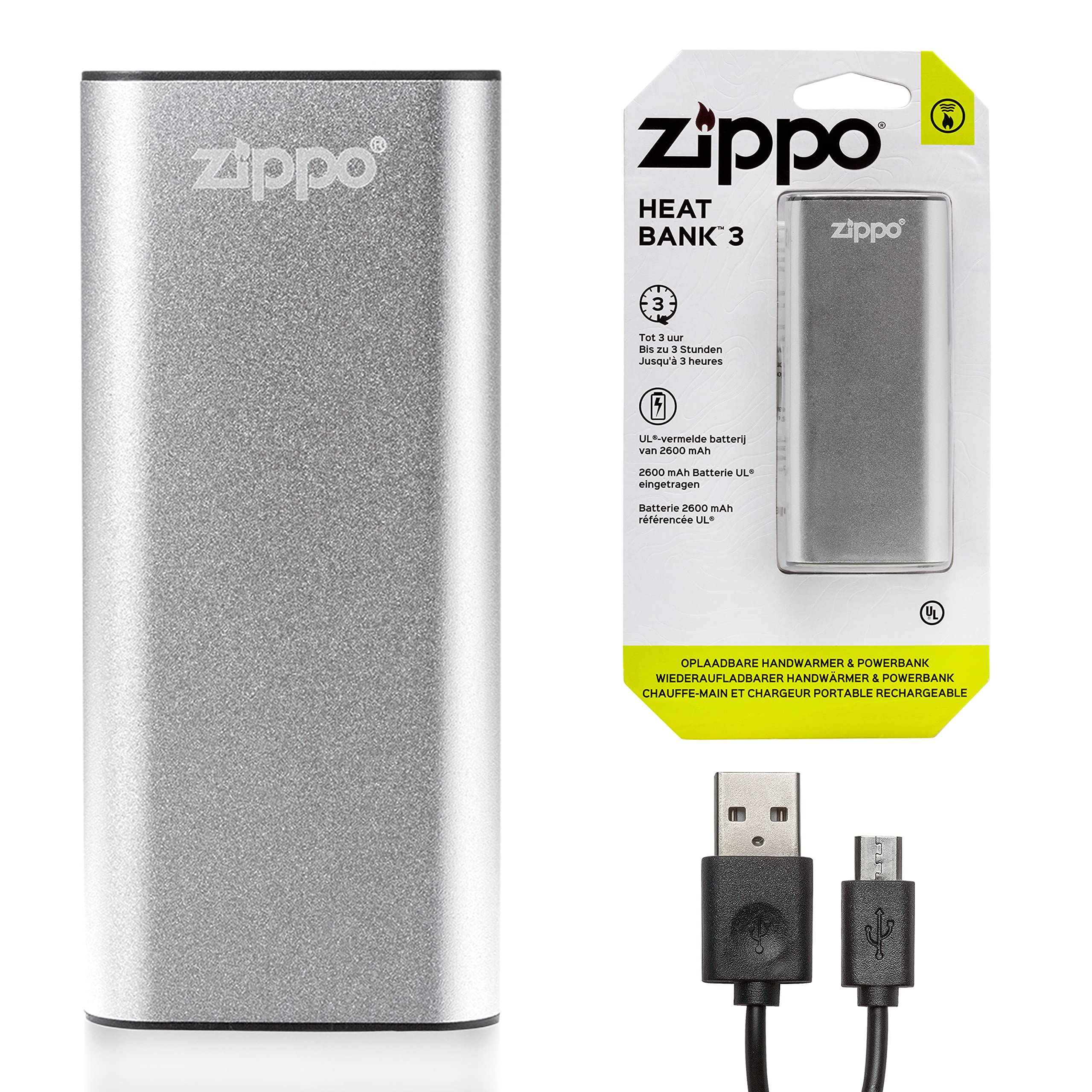 Zippo None Silver HeatBank 3 (DE/NL/FR), Aluminium and Plastic
