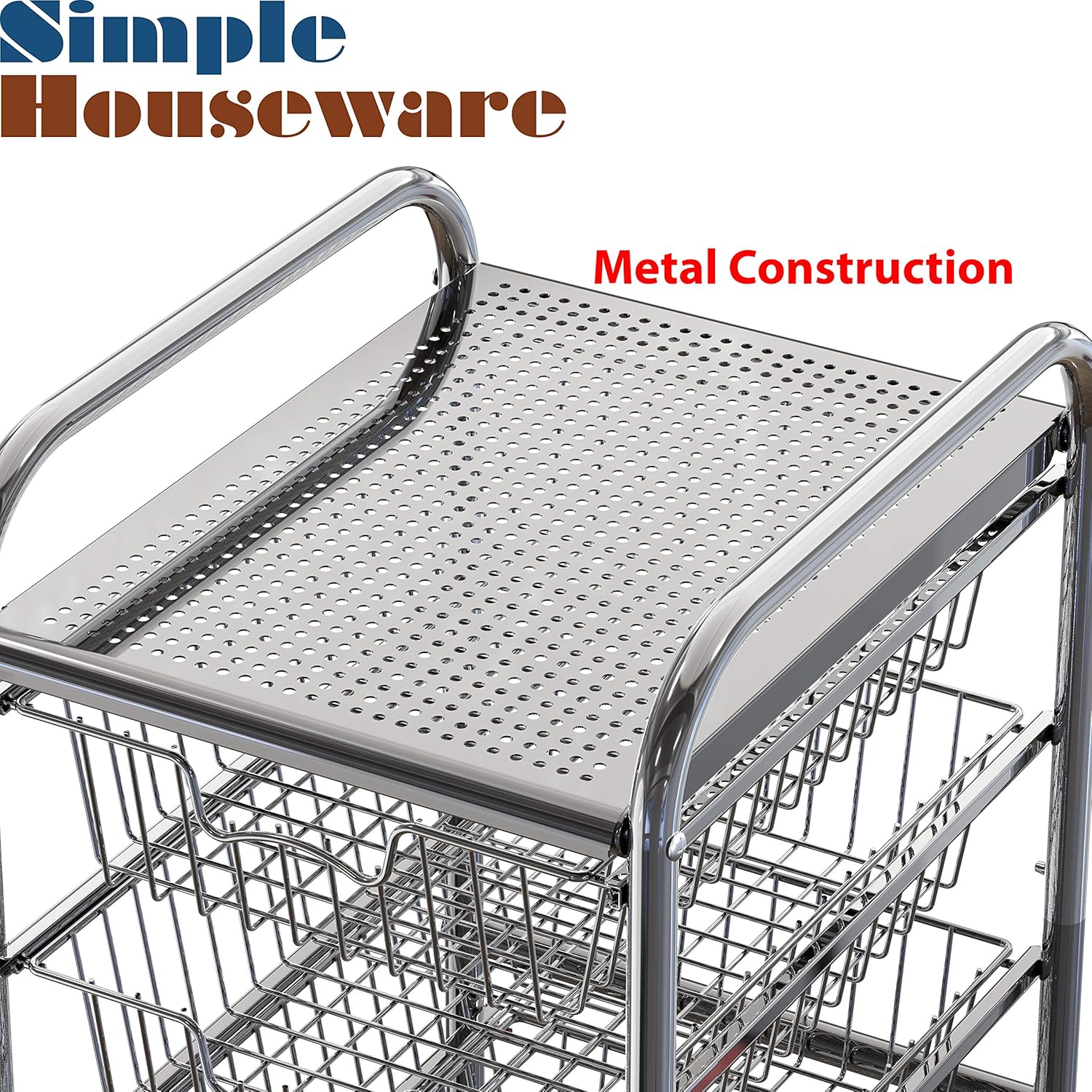 6-Drawer Wire Grid Rolling Utility Storage Organizer Cart, Chrome : Office Products