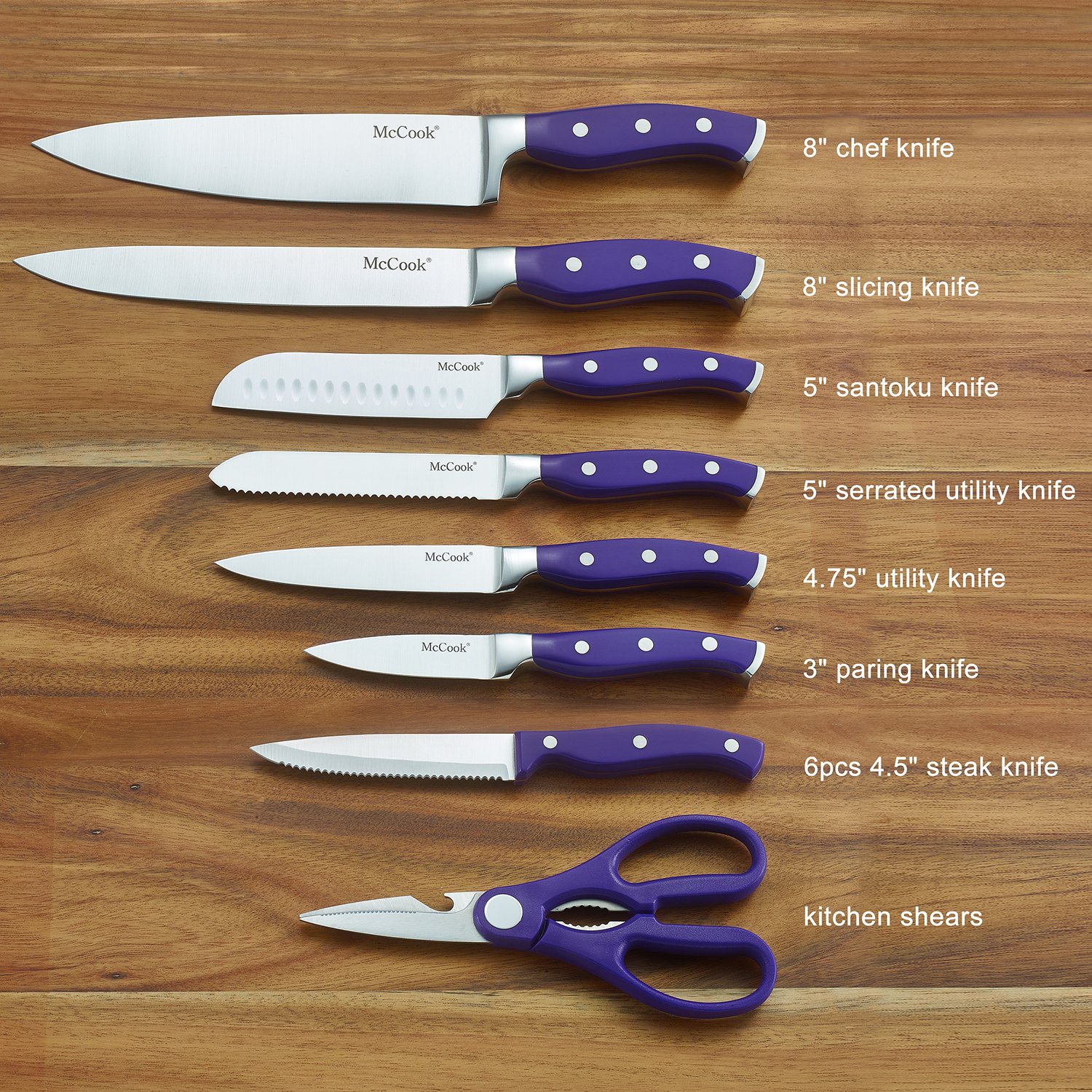 McCook MC27 14 Pieces FDA Certified High Carbon Stainless Steel kitchen