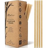 EcoPreps Biodegradable Sugarcane Disposable Straws, Plastic-Free, 150 Count | 100% Compostable, Eco-Friendly Drinking Straw | 7.8&rdquo; Natural Sugar Fiber Straws, Smoothie Straw for Home, Restaurant, Parties