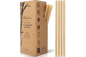 EcoPreps Biodegradable Sugarcane Straws | 150 Count, 100% Compostable, Plastic-Free, & Eco-Friendly Drinking Straw | 7.8'' Sugar Fiber Disposable Straws, Smoothie Straw for Home, Restaurant, Parties