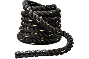 Signature Fitness Battle Rope 1.5Inch 2 Inch Diameter Poly Dacron 30 FT, 40 FT, 50 FT Length, Heavy Ropes for Home Gym and Wo