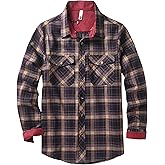 Premium Flannel Shirt for Men, Brushed Utility Casual Plaid Shirt, Button-Down Long Sleeve with Pockets