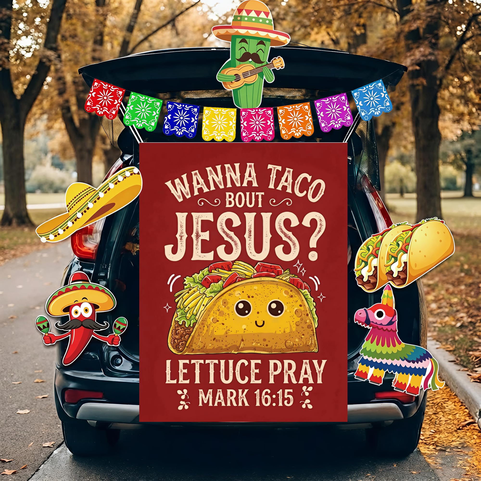 Seeiuua Halloween Religious Trunk or Treat Car Decorations Kit for SUV,Christian Trunk or Treat Car Archway Garage Decoration