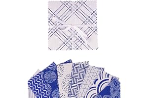 Soimoi Precut 10-inch Japanese Sashiko Prints Cotton Fabric Bundle Quilting Squares Charm Pack DIY Patchwork Sewing Craft- Wh