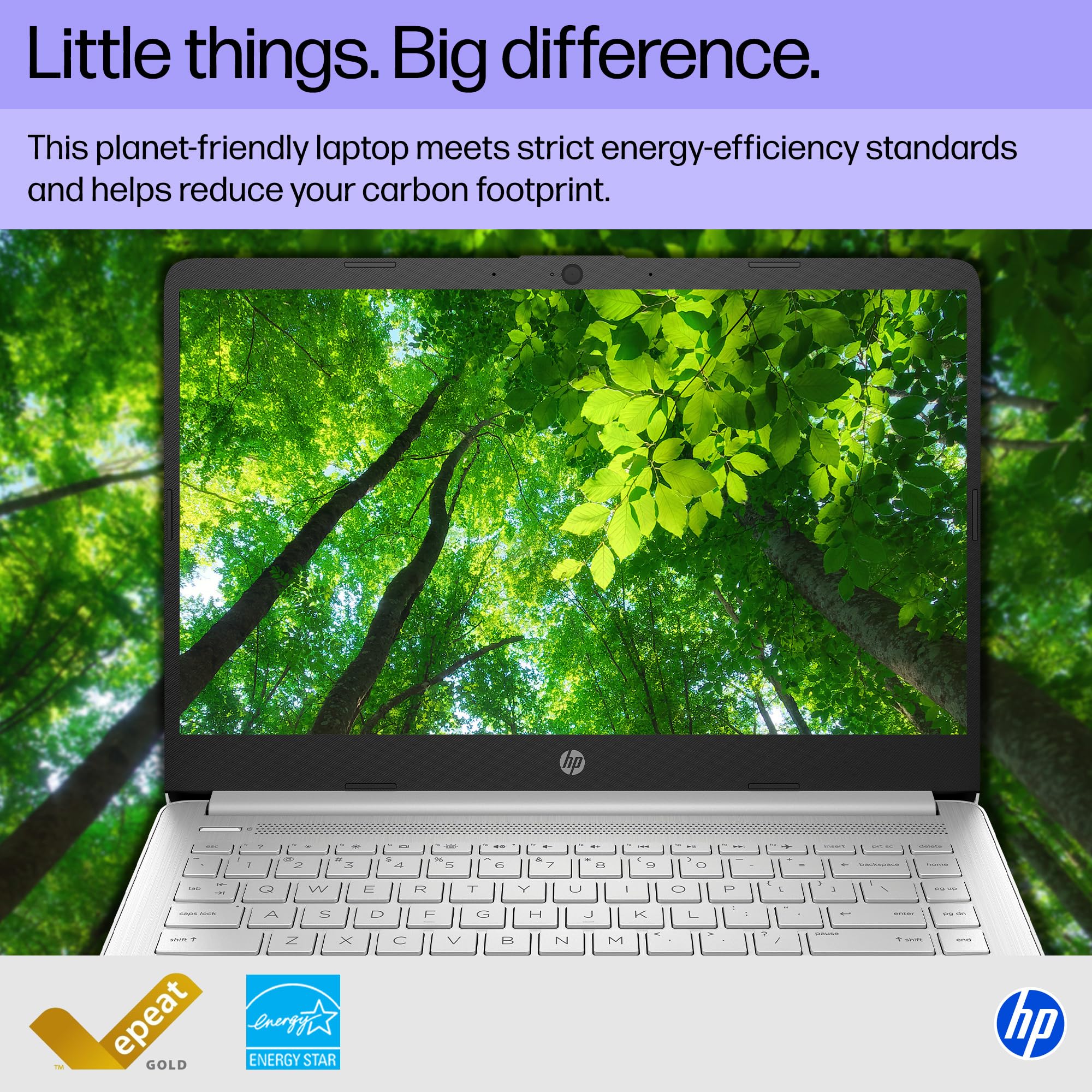 HP 14 inch Laptop, HD Display, Intel Celeron N4500, 4 GB RAM, 64 GB eMMC, Intel UHD Graphics, Windows 11 Home in S Mode, Natural Silver, 14-dq3500nr