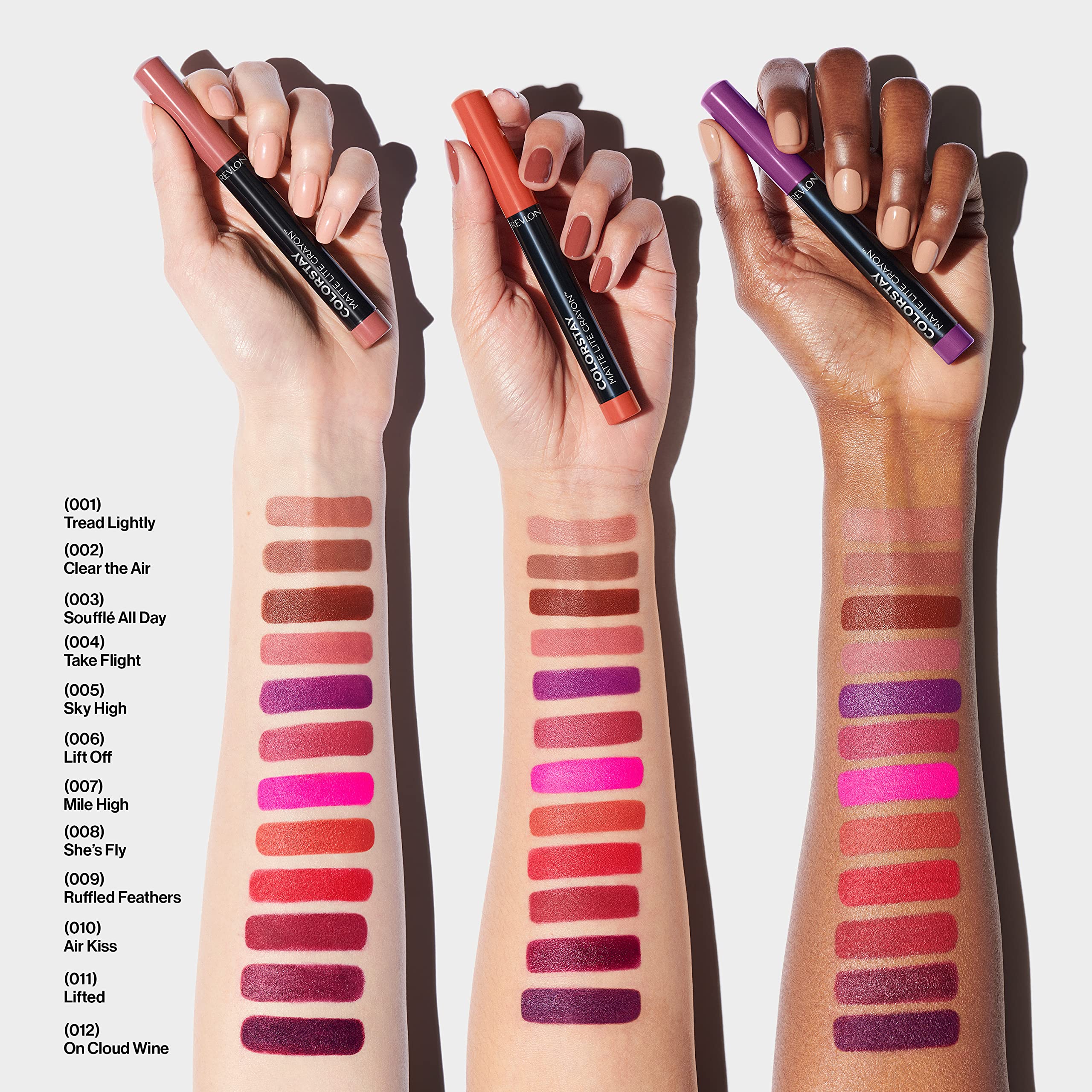 REVLON ColorStay Matte Lite Crayon Lipstick with Built-in Sharpener, Smudge-proof, Water-Resistant Non-Drying Lipcolor, 002 Clear The Air, 0.049 oz