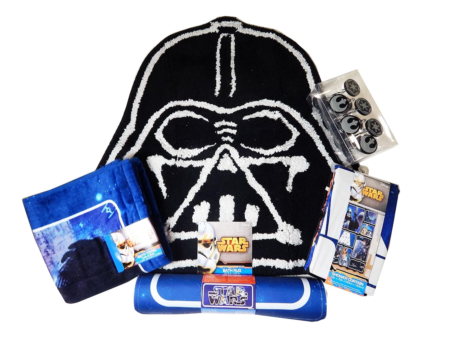 Disney Star Wars Bathroom Set Shower Curtain Hooks Bath Rug