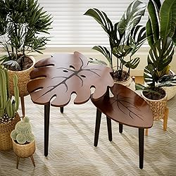 BAMEOS Monstera Leaf Nesting Tables Set of 2, Small