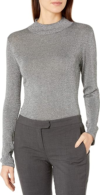 vince camuto long sleeve ruffle lurex top