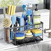 Cisily 2-Tier Kitchen Sink Caddy Organzier Rack with Flexible Dish Brush Holder, Sponge Holder for Kitchen Sink Countertop Organization Storage,Home Decor Accessories Essentials Stainless Steel