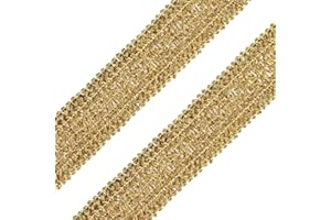 VOOMOLOVE 10 Yards，Width 36mm/1.41Inch, Golden lace Trim Craft Ribbon Decorated Gimp Trim for Wedding Bridal, Performance Costumes or Jewelry, Crafts and Sewing （Golden）