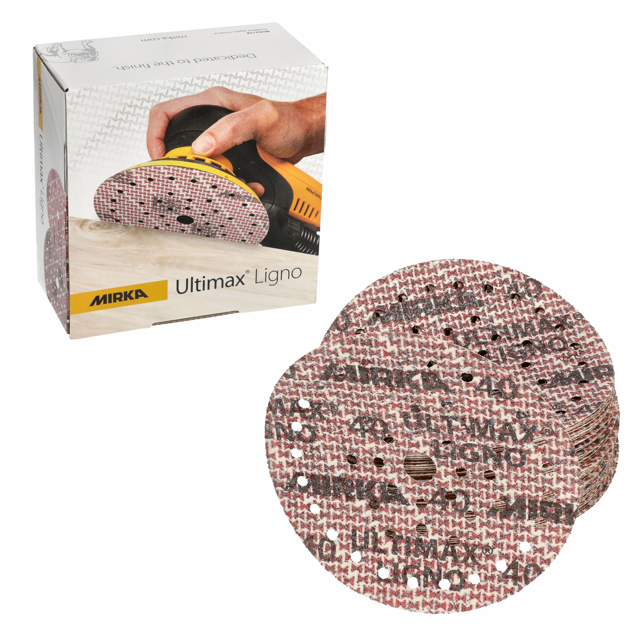 Mirka Ultimax Ligno Ø 150mm sanding discs Hook & Loop Multifit/grit 40/50 pieces/multi-perforation/for sanding wooden surfaces — image 1