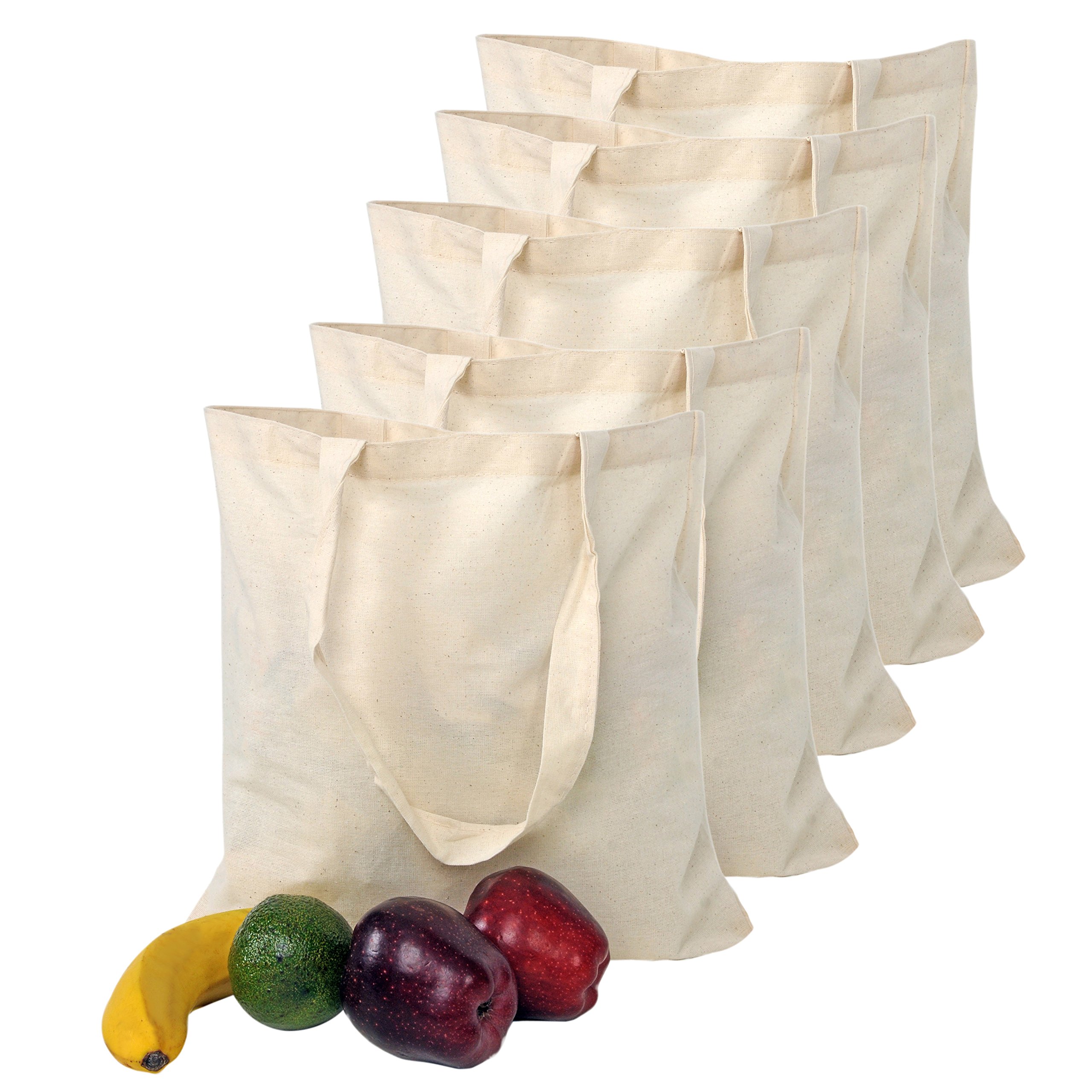 Canvas Bag 5 pack Durable Reusable Washable Grocery Tote Bag for