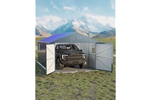 GarveeLife 12x20 FT Metal Carport, Enclosed Car Port with Reinforced Frame and Steel Roof for All-Weather Use, Metal Garage Shed for Full-Sized Pickup Trucks