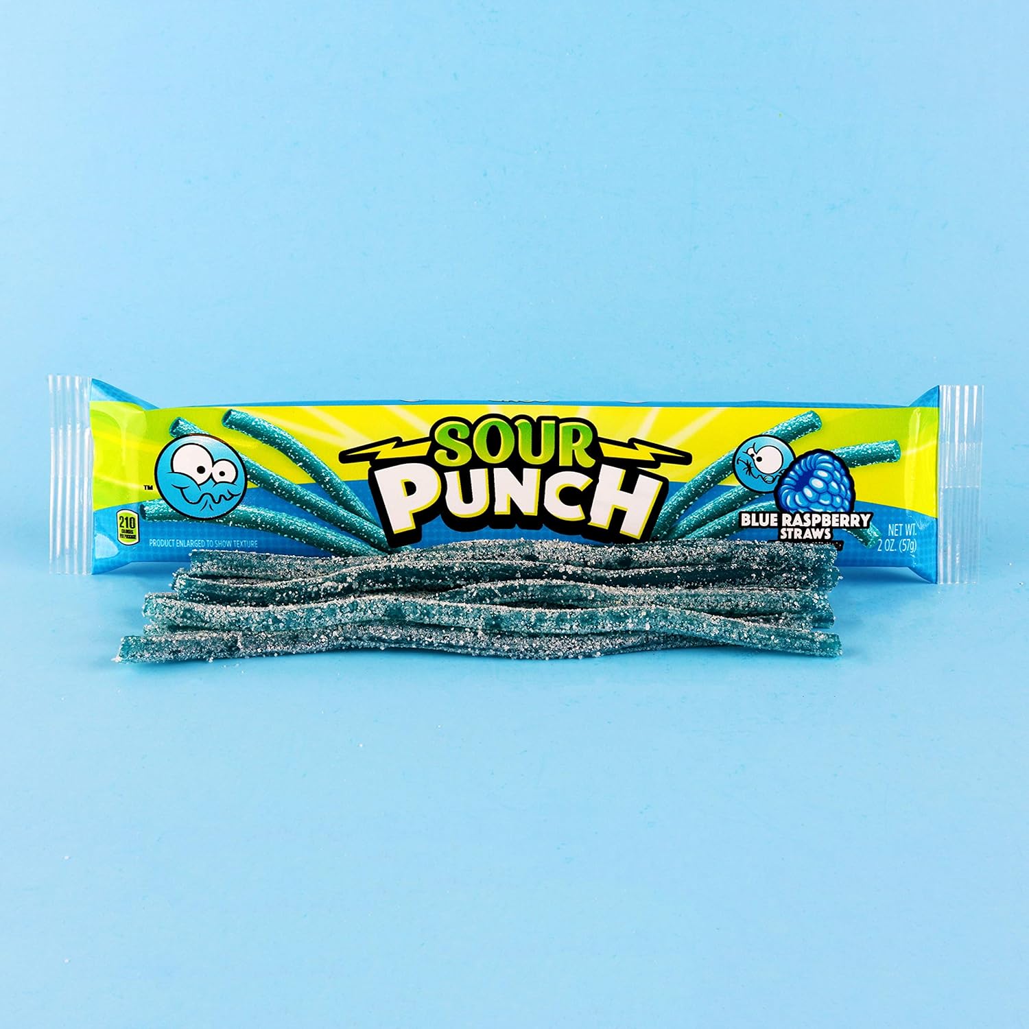 Sour Punch Straws, Sweet & Sour Blue Raspberry Flavored Soft, Chewy Candy, 2oz Tray (24 Pack) : Candy : Grocery & Gourmet Food