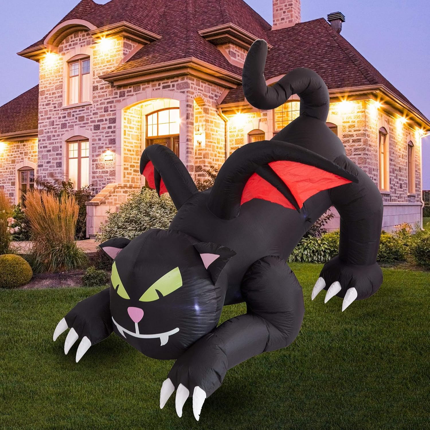 Twinkle Star 6ft Halloween Decorations Inflatable Outdoor Lighted Black Cat with Wings, Animated Halloween Blow Up Yard Prop, Giant Lawn Decorations for Home Yard Lawn Garden Party Decor