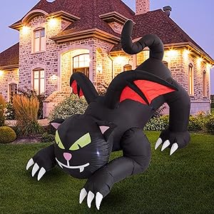 Twinkle Star 6ft Halloween Decorations Inflatable Outdoor Lighted Black Cat with Wings, Animated Halloween Blow Up Yard Prop, Giant Lawn Decorations for Home Yard Lawn Garden Party Decor